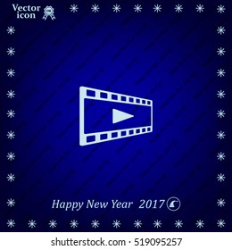 film strip with play - black vector icon