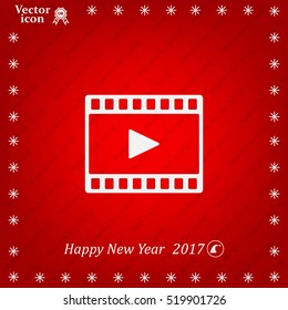 film strip with play - black vector icon