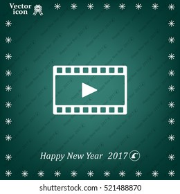 film strip with play - black vector icon