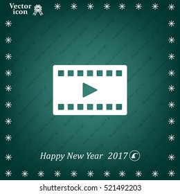 film strip with play - black vector icon
