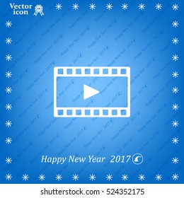 film strip with play - black vector icon