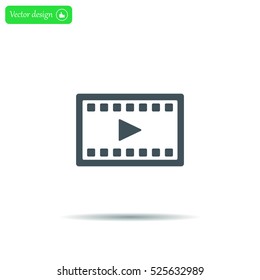 film strip with play - black vector icon
