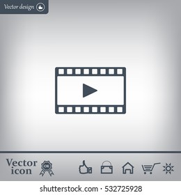 film strip with play - black vector icon