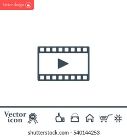 film strip with play - black vector icon