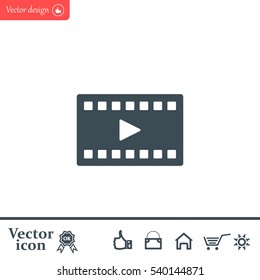 film strip with play - black vector icon