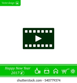 film strip with play - black vector icon