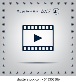 film strip with play - black vector icon