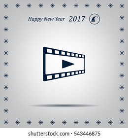 film strip with play - black vector icon
