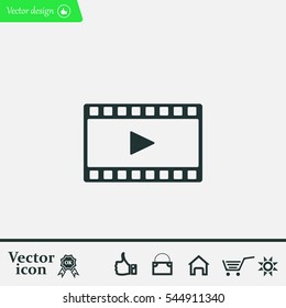 film strip with play - black vector icon