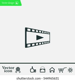 film strip with play - black vector icon