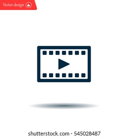 film strip with play - black vector icon