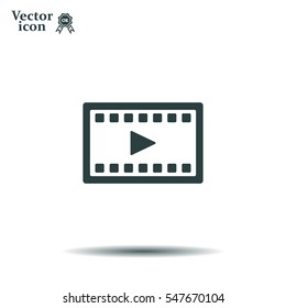 film strip with play - black vector icon