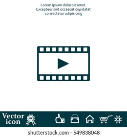 film strip with play - black vector icon