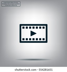 film strip with play - black vector icon