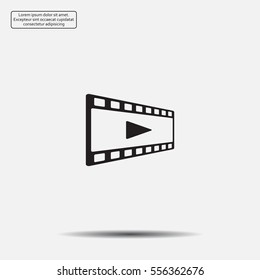 film strip with play - black vector icon
