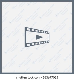 film strip with play - black vector icon