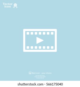 film strip with play - black vector icon
