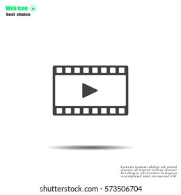 film strip with play - black vector icon