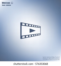 film strip with play - black vector icon