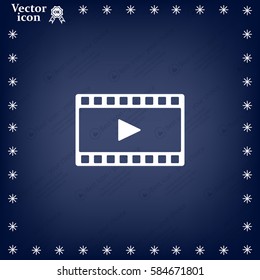 film strip with play - black vector icon