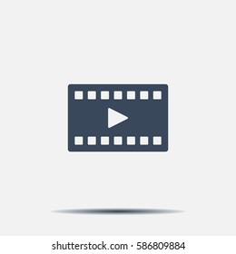 film strip with play - black vector icon