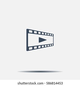 film strip with play - black vector icon