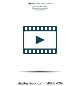 film strip with play - black vector icon