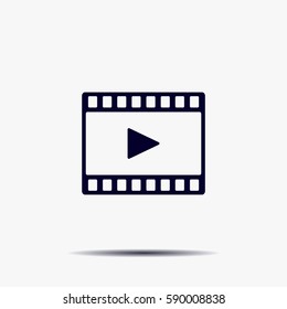 film strip with play - black vector icon