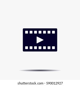 film strip with play - black vector icon