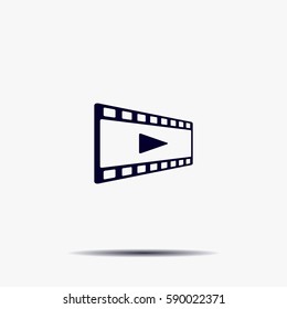 film strip with play - black vector icon