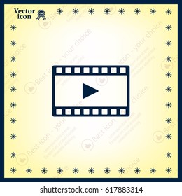 film strip with play - black vector icon