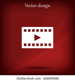 film strip with play - black vector icon
