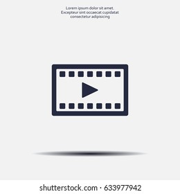 film strip with play - black vector icon