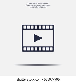 film strip with play - black vector icon