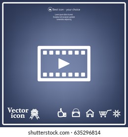 film strip with play - black vector icon