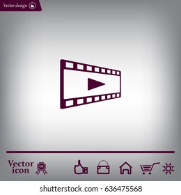 film strip with play - black vector icon