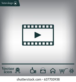 film strip with play - black vector icon