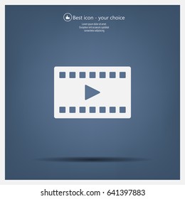 film strip with play - black vector icon