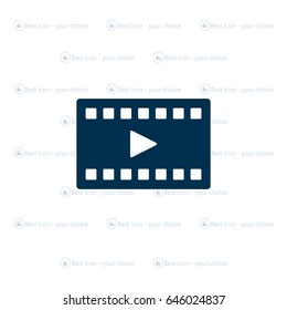 film strip with play - black vector icon
