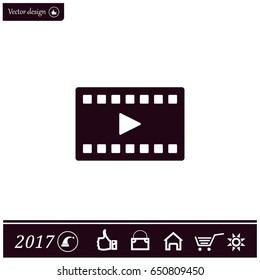 film strip with play - black vector icon