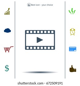 film strip with play - black vector icon