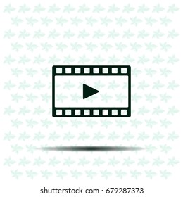 film strip with play - black vector icon