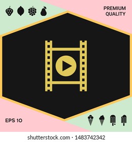 Film strip with play. Graphic elements for your design