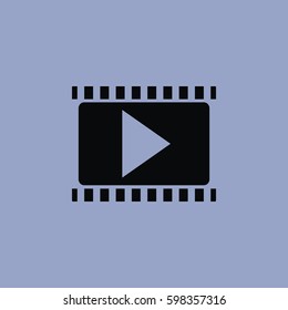 film strip with play icon isolated sign symbol and flat style for app, web and digital design. Vector illustration.