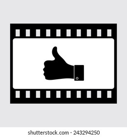 film strip with play icon on a grey background