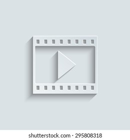 film strip with play icon with shadow 