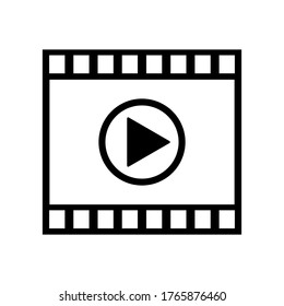 Film strip. Film strip with play. Movie symbol. Vector illustration