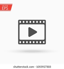 Film strip with play symbol icon. Blank film strip isolated vector. Cinema tape icon. cinema universal sign for web and mobile. Movie and video emblem.