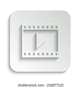 film strip with play - vector icon with shadow on a grey button