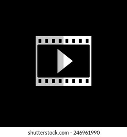 film strip with play - vector icon, flat design